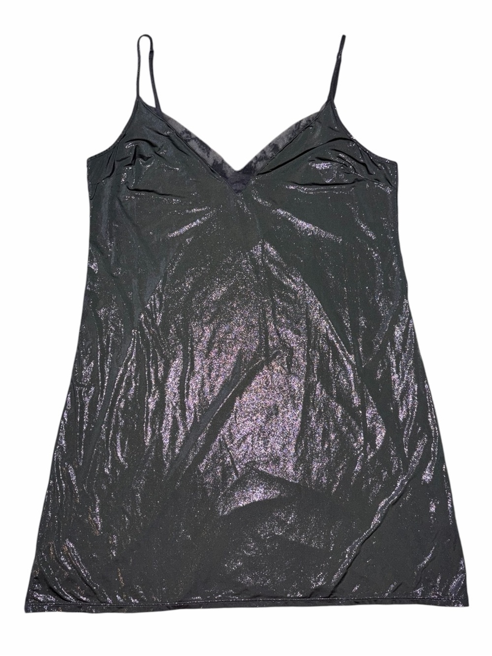 EUC Victoria's Secret Shimmery Grey Slip Dress Nightie Large Metallic Whimsy